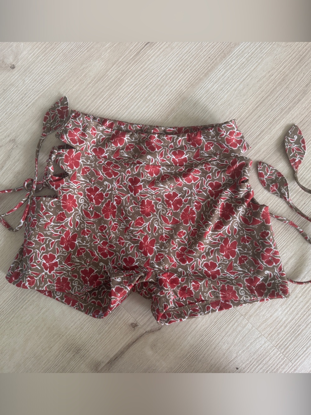 Benoa Swim Red Floral Tie-Side Swim Shorts